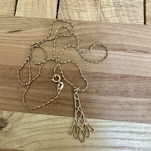 Vintage PPC Pendant Necklace 17 Inch 14/20 14K Gold Filled Filigree Retro Deco